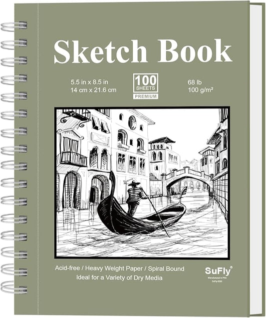 sketch book for kids, small sketchbook, sketch book 5.5 x 8.5, pack of 1 (68lb/100gsm), 100 sheets artist sketch pad, acid free drawing paper, art paper for drawing and painting & adults.