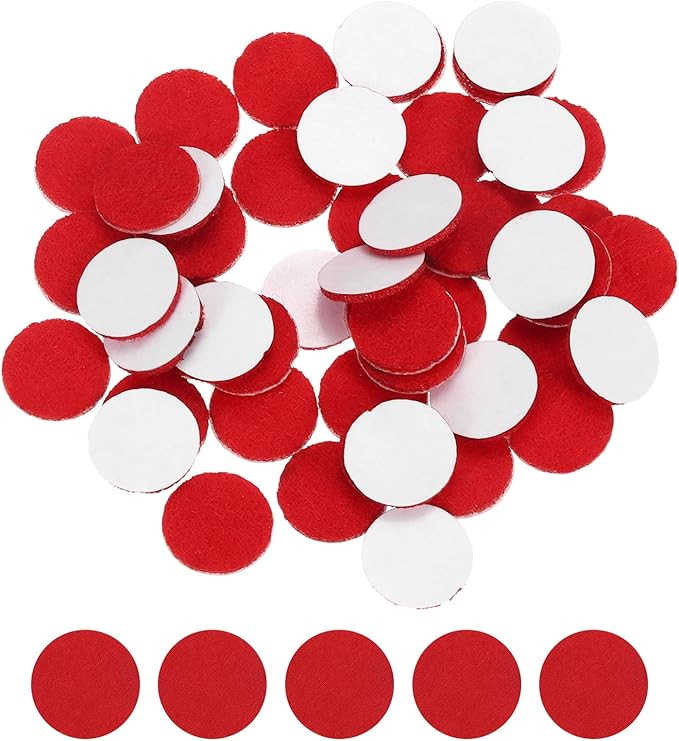 uxcell 100 Pcs Adhesive Felt Circles, 3/8" Round Non-Woven Felt Pads Stickers Dots Pre Cut for DIY Crafts Sewing Handcraft Costume Holiday Decoration, Red