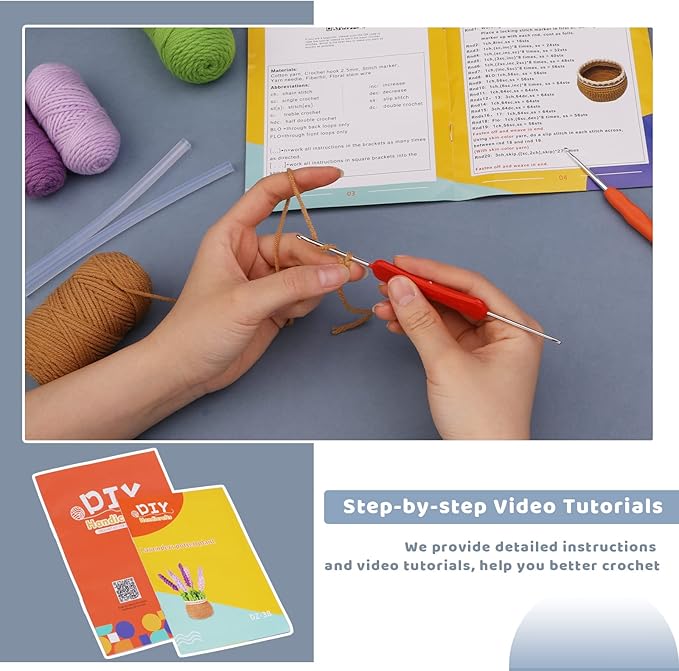 kgxulr Crochet Kit for Beginners, Purple Lavender Crochet Kit Beginner Crochet Starter Kit for Complete Beginners Adults, Crocheting Knitting Kit with Step-by-Step Video Tutorials (Purple Lavender)