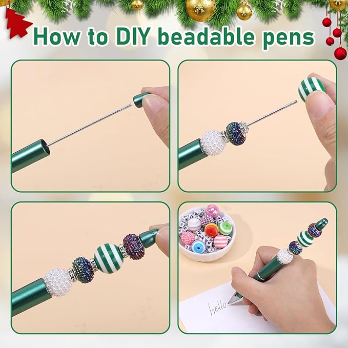 Zifengcer 192Pieces DIY Beaded Pens Kit - Beads beadable Supplies Bulk Diamond Art Pen,Beads for pens Making kit