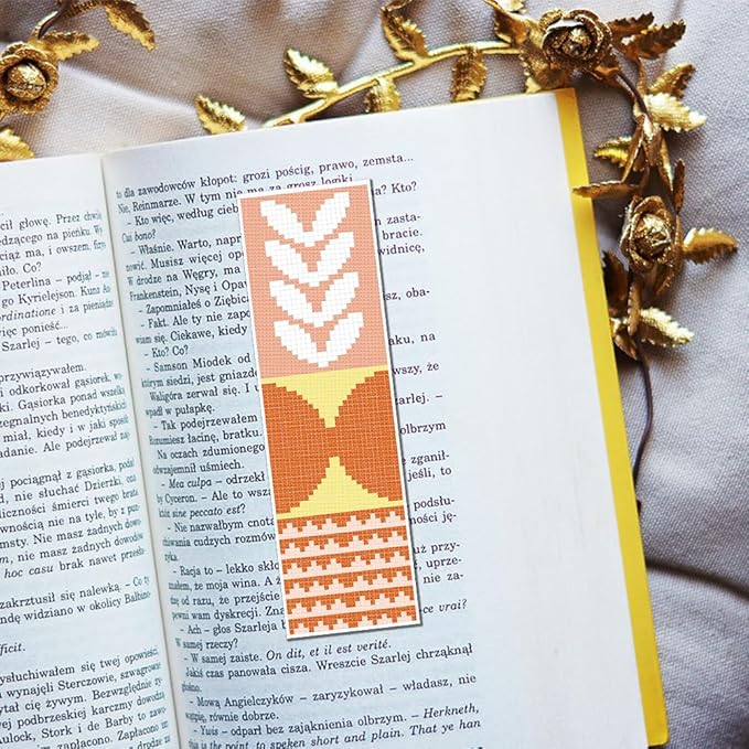 FREEBLOSS 6 Set Bohemian Cross Stitch Bookmark Kit, Geometric Pattern DIY Bookmarks Cross Stitch Kits for Beginners, Stamped Embroidery Bookmarks, Cross Stitch Kits for Adults