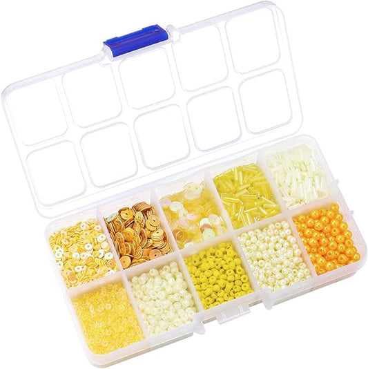 Assorted Beads for Jewelry Making, Glass Seed Bugle Tube Beads Loose Sequins Multiple Sizes for Crafts Sewing Jewelry Making