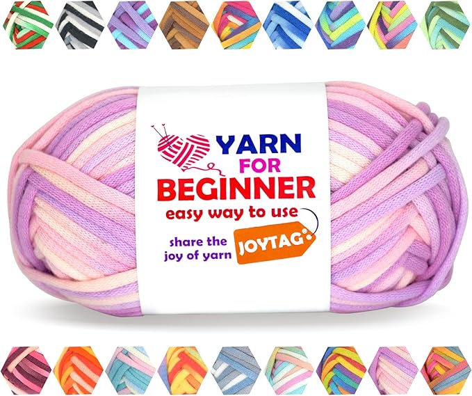 50g Rainbow Beginner Crochet Yarn for Crocheting and Knitting Multicolor Cotton Crochet Yarn for Beginners Easy Yarn for Beginners(Pinkish Purple)
