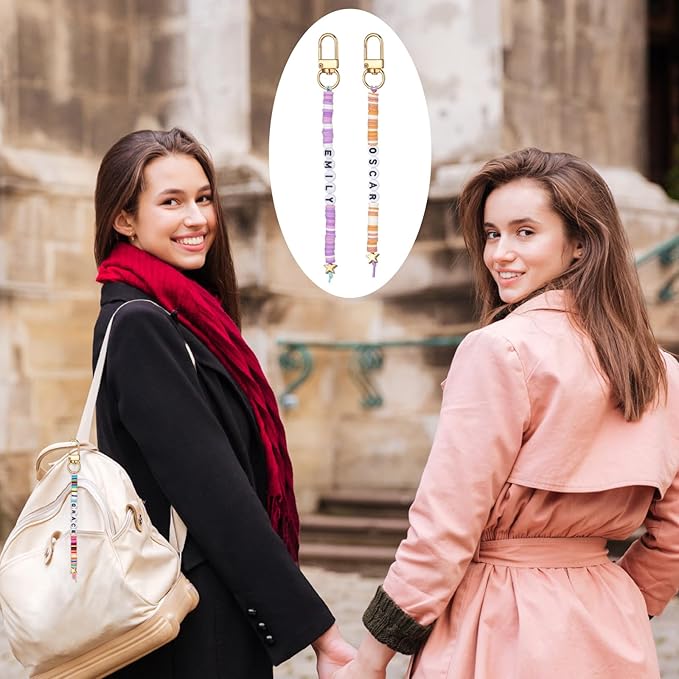 Ferreve 4948 Pcs Friendship Keychain Making Kit DIY Bestie Gift Friendship Key Chain Crafts Clay Beads Charms Letter Name Jewelry Accessories for Women Birthday Galentines Party Favors(Classic Style)