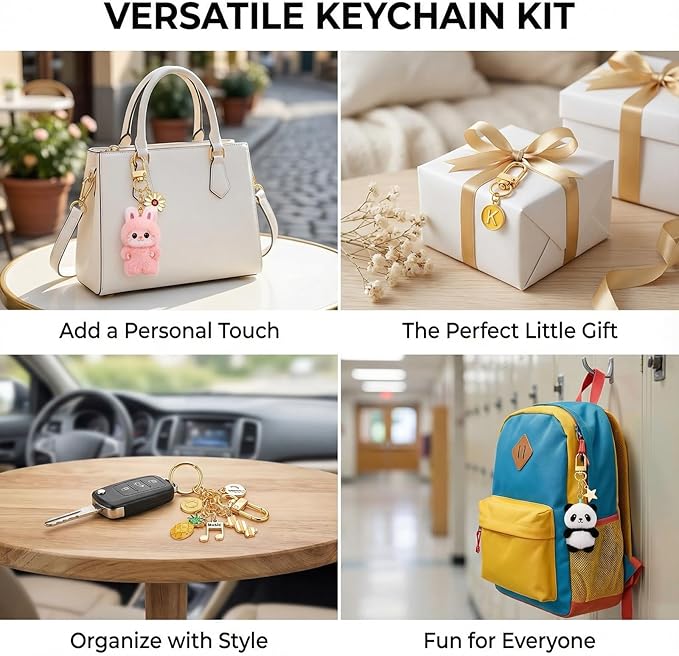 Key Chain Keychain Making Kit Accessories 540pcs Gold and Silver Bag Charm Clip Rings,Keychain Clip Clasps,Lobster Clasps, Jump Rings,Key Chains for DIY Bag Charm Making Kit Jewelry Craft Supplies