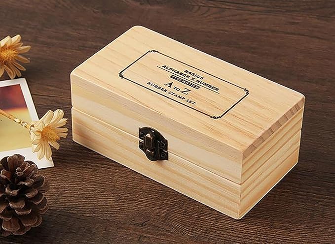 Pack of 36 Pcs Small Wooden Rubber Stamps 0.2 Inch of Letter and Number for DIY Craft Card and Photo Album (A)