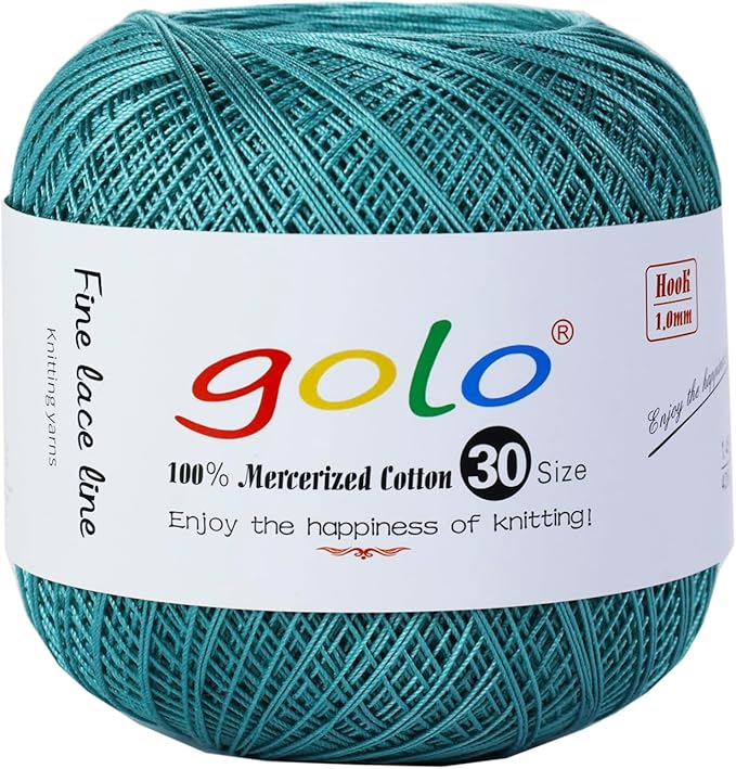 golo Crochet Thread Size 30 Yarn for Hand Kniting Yarn for Tatting Lake Blue 263