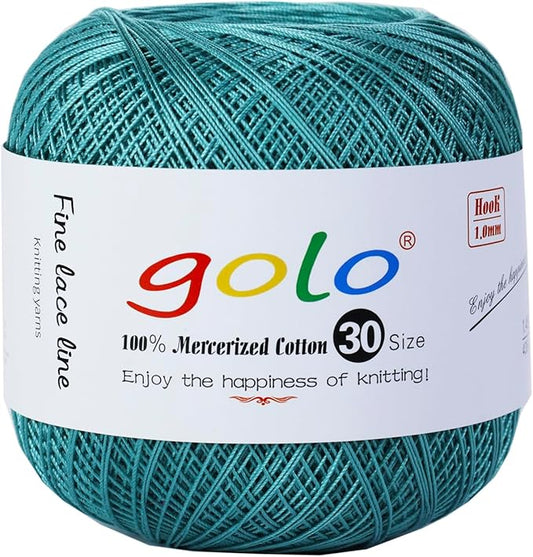 golo Crochet Thread Size 30 Yarn for Hand Kniting Yarn for Tatting Lake Blue 263