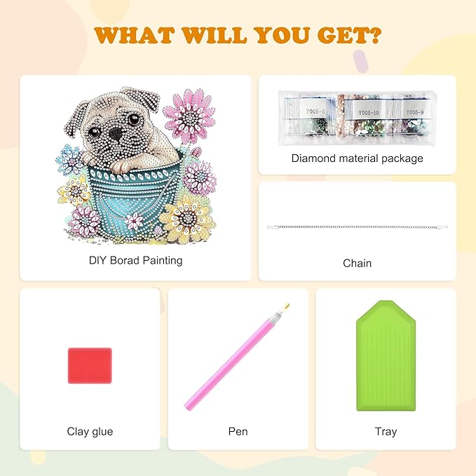 HEIBAGO Dog Diamond Art Hanging Kits for Adults, Diamond Art Suncatchers, 5D Special Shape Diamond Painting Pendant, DIY Window Ornament Gifts for Home Garden Door Wall Decor 8.3 x 8.3 Inch