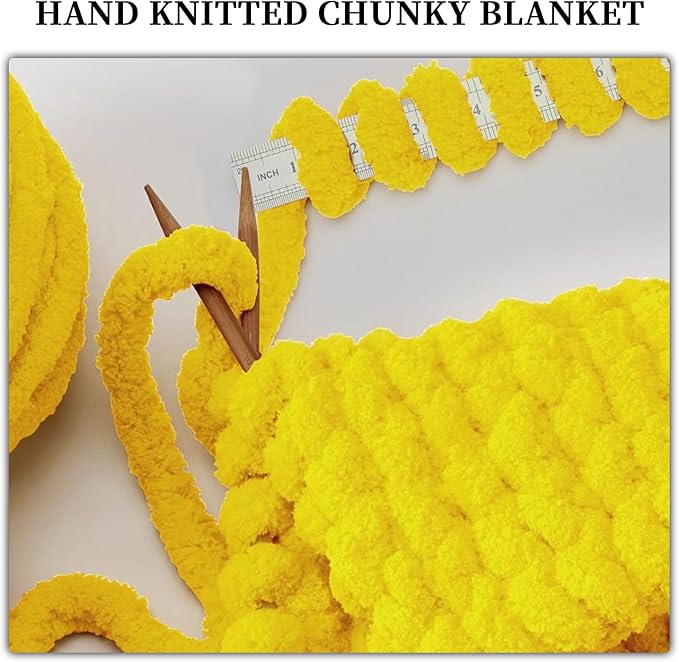 SUNTQ 8 Pack Jumbo Chunky Chenille Yarn for Crocheting, Bulky Thick Fluffy Yarn for Hand Knitting Blanket, Soft Plush Knitting Yarn for Scarf,Home Decor, Yellow(32 yds,8.8 oz Each Skein)