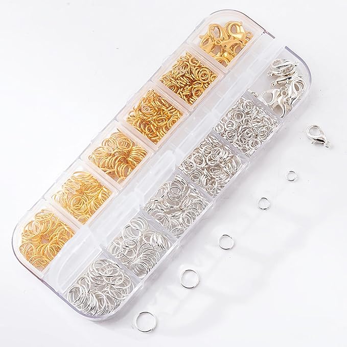 1200PCS Jewelry Making Supplies,Open Jump Rings and Lobster Clasps Jewelry Kit with Jump Ring Pliers Used Necklace Repair with Pliers and Ring for Necklace Repair and Making Kit