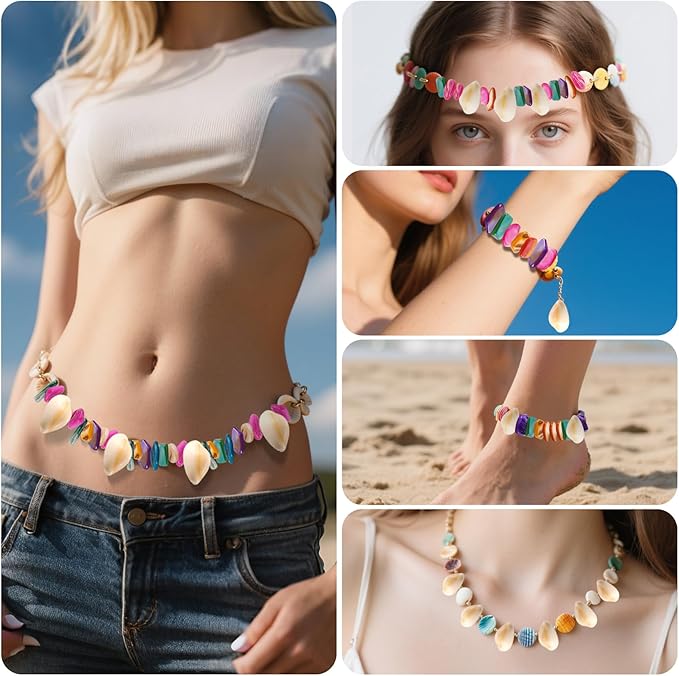 PPCLION Pearl Shell Beads Bracelet Making Kit Bracelet and Heart Beads Elastic Threads for Jewelry Necklace Making