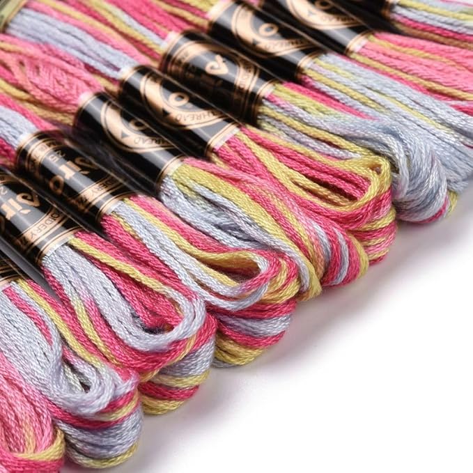 FASHEWELRY 10 Skeins Pastel Embroidery Floss Friendship Bracelet String Threads 6-Ply 0.5mm Cross Stitch Embroidery Thread for Sewing Bracelet Making Stitching Crafts