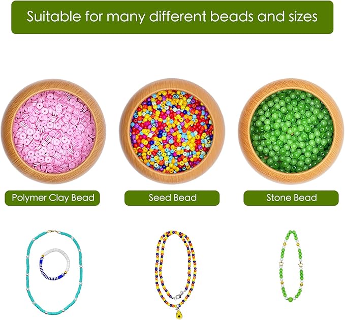 Xmada Electric Bead Spinner - Bead Spinner with 2PC Beading Needles and Seed Beads, Waist Beads Kit, Bead Spinner for Jewelry Making, Electric | Speed Adjustment Beading Tools (Black Walnut)