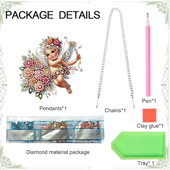 AiYuanzsh DIY 5D Diamond Art Painting Pendant Kit Flower Cupid Special Shape Rhinestone Diamond Art Crafts Wall Hanging Art Door Window Home Decoration Pendant Ornament Valentine's Day Gift
