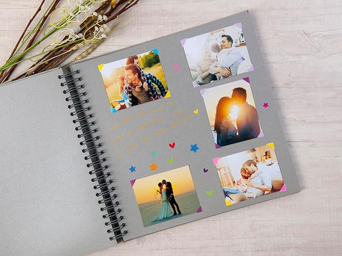 potricher 12 x 12 Inch Large DIY Scrapbook Photo Album 80 Pages Thick Kraft Blank Gray Paper Memory Book for Wedding and Anniversary Family (Gray, 12 Inch)