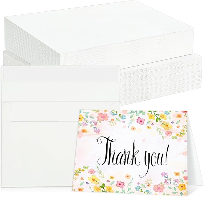 60 Sets Watercolor Cards with Envelopes, 140 lb/300 GSM Watercolor Paper Cards, 4x6 Inch Foldable Blank Watercolor Postcards and Envelopes for Greeting Cards, Wedding Invitations, Thank You Card