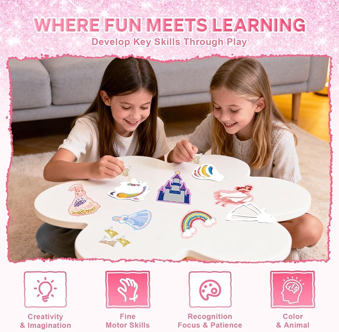 lifBetter Art & Craft Activity, DIY Glitter Craft Kit with Keychains, Fun & Creative Travel Toys, Party Favors & Classroom Valentine’s Day Gifts for Girls & Boys Ages 4, 5, 6, 7, 8, 9 (Pink)