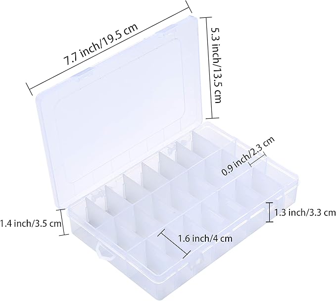 Peirich Embroidery Floss Organizer Box - 24 Compartments with 100 Hard Floss Bobbins and 459 Color Number Stickers