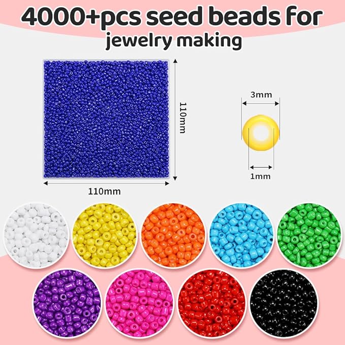 IOOLEEM Dark Blue 3mm Glass Beads, 4000+pcs for Jewelry Making
