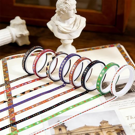26 Rolls Skinny Washi Tape Set Gold Foil Decorative Tapes for DIY Art Craft Scrapbook Bullet Journals Planners Party Decor Gifts Wrapping, Slim 3mm/5mm
