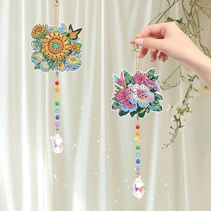 TDFERAN Diamond Pinting During Wind Chimes Diamant Art Hanging Sign Onament Plant Pendants Wind Chimes Wall Hanging in Living Room Dorridor Diamond Art Hanging Sign Onamen DIY Decorations Ornaments