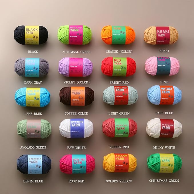 3 Pack (3 x 50g) Crochet Yarn with Crochet Hook - Worsted Medium Yarn for Crocheting - Easy-to-See Stitches Cotton-Nylon Blend Beginner Knitting Yarns for Adults and Kids