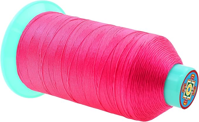 Mandala Crafts Size 138 420D T135 Bonded Nylon Thread - Hot Pink 1250 YDs Tex 135 Heavy Duty Sewing Threads for Leather, Jeans, Weaving, Outdoor Marine Upholstery