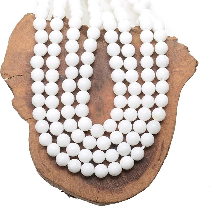 LPBeads 200Pcs Polished 6mm Round Natural White Alabaster Gemstone Loose Beads with Stretch Cord for Jewelry Making Bracelets