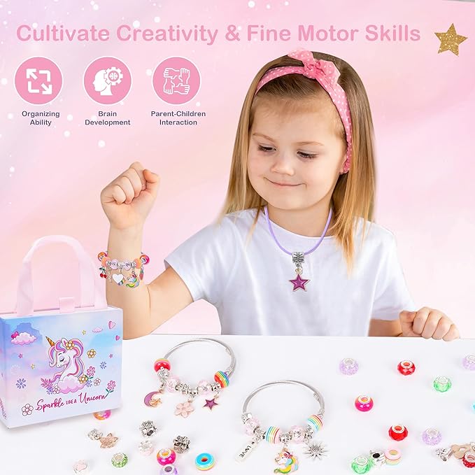 Gifts for Girls Age 6-8 8-10,Bracelet Making Kit,Girls Toys,Gift Basket That Inspires Creativity and Individuality and is Fun to Play with Friends Create a Unique Gift for Your Friend