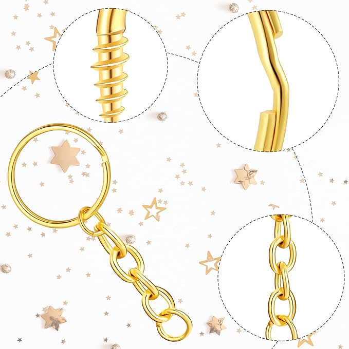 Hotop 360 Pcs Key Rings for Crafts Keychain Making Kit Including 90 Open Jump Rings Connectors, 180 Small Screw Eye Pins Hooks Bulk for DIY Keychain Supplies Crafts Jewelry Making(20 mm,Mixed Color)