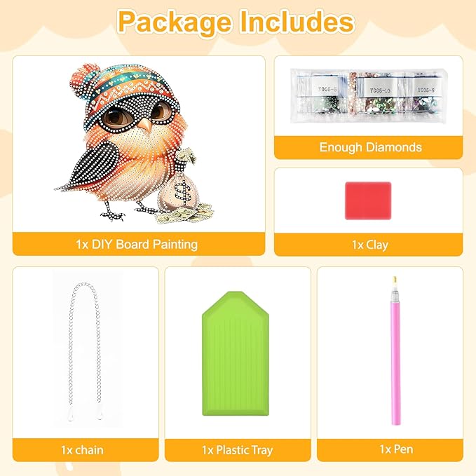 TOSTOG Bird Diamond Art Hanging Kits for Adults, Bandit Bird Diamond Painting for Adults Window Pendant, Special Shape Diamonds Diamond Painting Hanging Pendant Kit for Wall Home Decor Gift