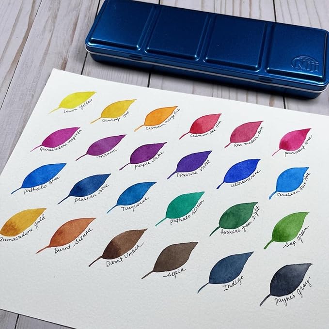 Yasutomo Niji Artist Watercolors Studio, Set of 24 Colors