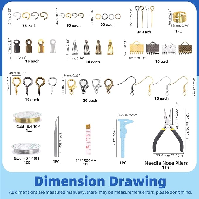 Glarks 1467Pcs Jewelry Making Supplies Kit with Accessories, Jewelry Making Pliers, Beading Wires and Findings for Making and Repair
