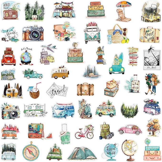 50Pcs Waterproof Vintage Stickers,Scrapbooking Supplies Kit,Aesthetic Decorative Craft Sticker for Planner, Bullet Journaling, Junk Journal, Water Bottles, Laptop, Retro Craft.Car
