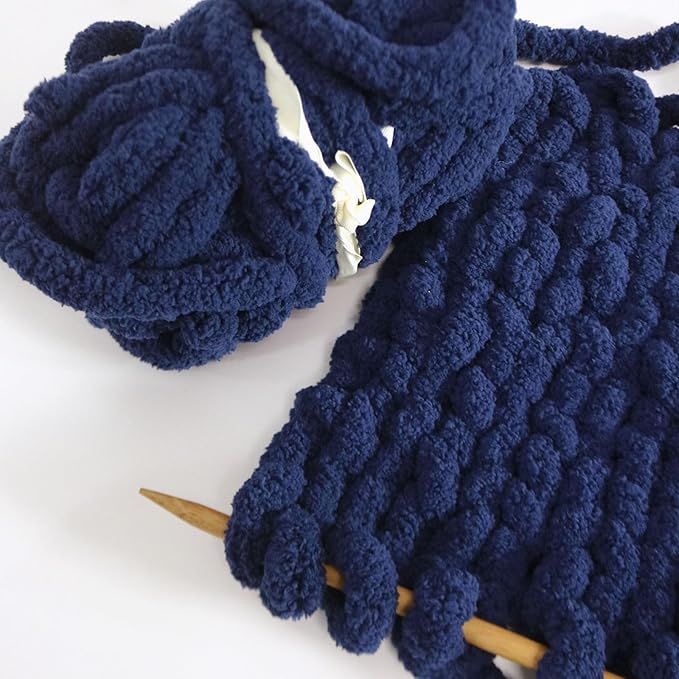 Tibetan Blue Chunky Chenille Yarn for Crocheting Bulky Thick Fluffy Yarn for Knitting,Super Bulky Hand Blanket, Soft Plush Yarn Crochet Carpet/Scarf/Cushion/ 8 Jumbo Pack(63.76oz/197.68yd