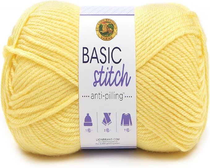 Lion Brand Yarn Basic Stitch Anti-Pilling Knitting Yarn, Yarn for Crocheting, 1-Pack, Lemonade