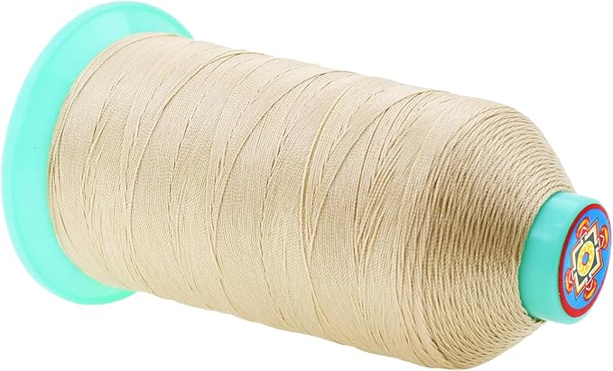 Mandala Crafts Size 138 420D T135 Bonded Nylon Thread - Cream 1250 YDs Tex 135 Heavy Duty Sewing Threads for Leather, Jeans, Weaving, Outdoor Marine Upholstery