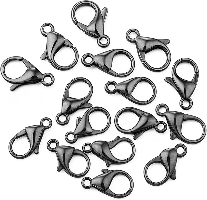 Mandala Crafts 16mm Gunmetal Metal Lobster Clasps for Jewelry Making - 100 Lobster Claw Clasps with Jump Rings Jewelry Findings Kit for Necklaces Bracelets Charms Fasteners