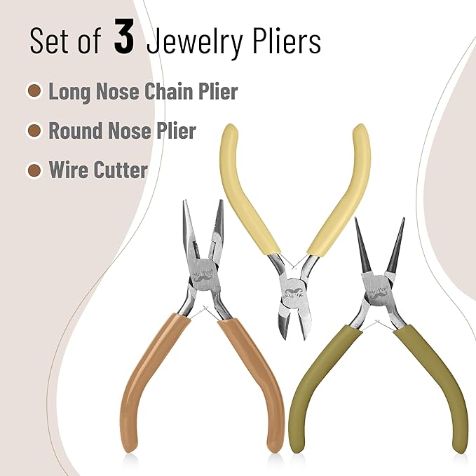 Mr. Pen- Jewelry Making Kit, 3 Pack Vintage Color Pliers, Wire Cutters, Chain Nose and Craft Pliers for Earrings and Jewelry
