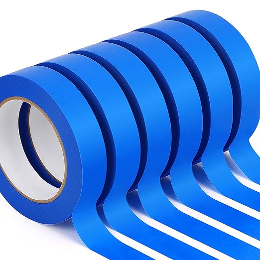 HongWay Masking Tape 1 Inch, 6 Rolls x 55yd (330yds in Total), Painters Tape for Painting Labeling Arts Crafts, Easy Removal, No Residue (0.94in Blue)