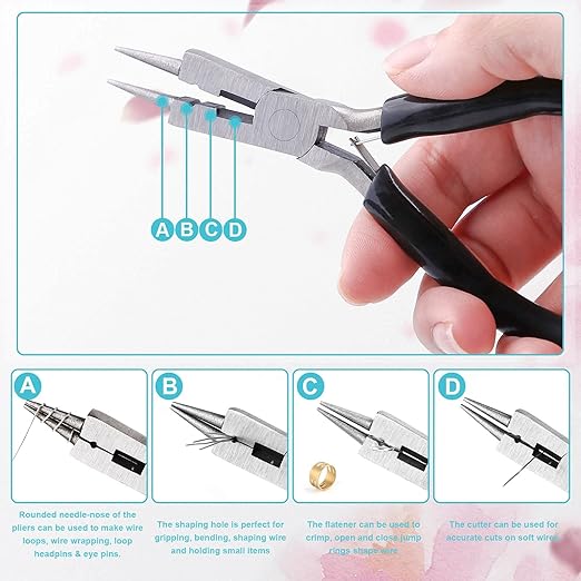 3Rolls 20/24 Gauge Silver Wire with 4 in 1 Jewelry Pliers, Modacraft Tarnish Resistant 20 Gauge Craft Wire 24 Gauge Jewelry Wire for Jewelry Making Supplies and Craft