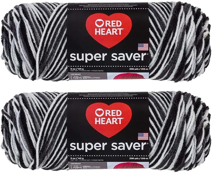 Bulk Buy: Red Heart Super Saver (2-Pack) (Zebra Print, 5 oz Each Skein)