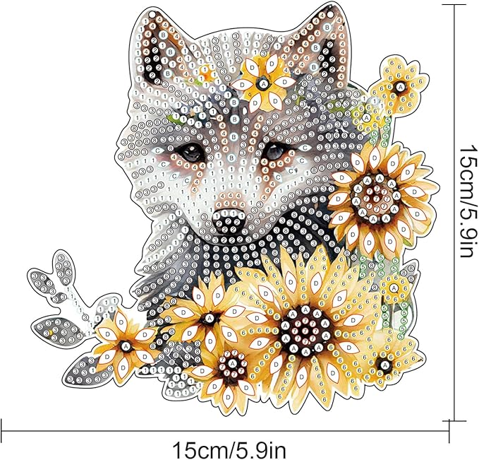 AiYuanzsh Animal Wolf Sunflower DIY Acrylic Diamond Painting Pendant Kits Special Shaped Rhinestone Round Diamond Art Hanging Kits Home Garden Wall Window Pendants .Home Wall Decor Gift