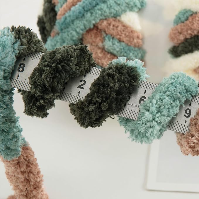 MABOZOO Tie Dye Chunky Yarn for Crocheting 8 Pack,Fluffy Jumbo Chenille Yarn,Soft Plush Yarn Bulky,Giant Thick Fuzzy Yarn for Hand Knitting or Arm Knitting,Green Multi (26 yds,8 oz Each Skein)