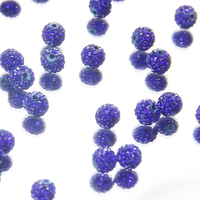 150 Pcs 10mm Rhinestone Beads for Jewelry Making, Dark Blue Shiny Round Shamballa Disco Baseball Necklace Beads Sparkle Crystal Clay Pave Rhinestones Bead for DIY Bracelet Earring Making Supplies