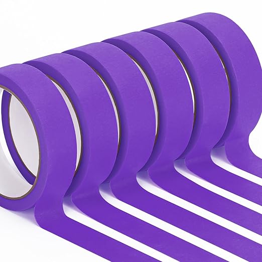 HongWay Masking Tape 1 Inch, 6 Rolls x 22yd (132yds in Total) Painters Tapes for Painting Labeling Arts Crafts, Easy Removal, No Residue (0.94in Purple)