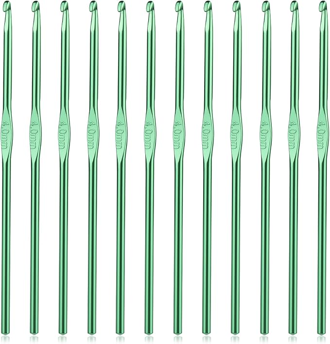 UzecPk 12Pcs 4mm Aluminum Crochet Hooks, Ergonomic Handle Crochet Needle, Crochet Hooks Bulk Set for Beginners Adults