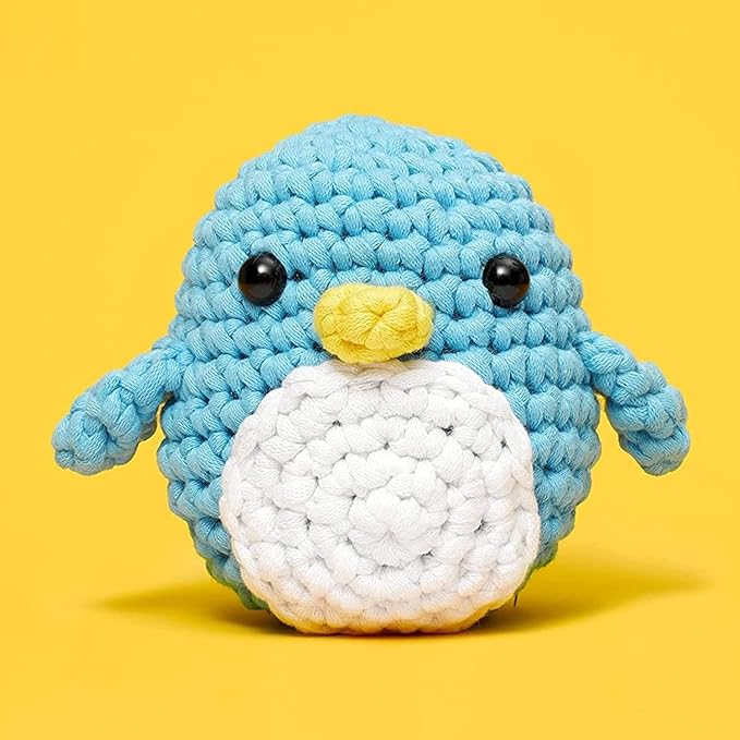 the woobles crochet kit for beginners - easy arts and crafts knitting & crochet animals kit as seen on shark tank - pierre the penguin