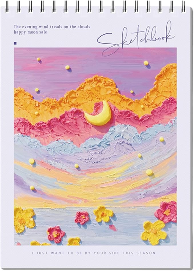 Coloring Books for Painting - Sketch Book Spiral Bound, 45 Sheets (90 Pages) 68lb/100gsm - Cute Sketch Pad 8 x 11, Ideal for Artists, Adults & Beginners (Purple)